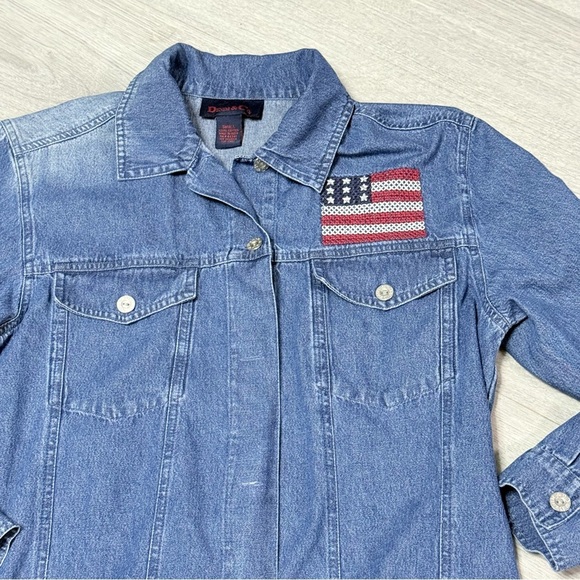American Flag Denim & Co Jean Jacket - Picture 2 of 10